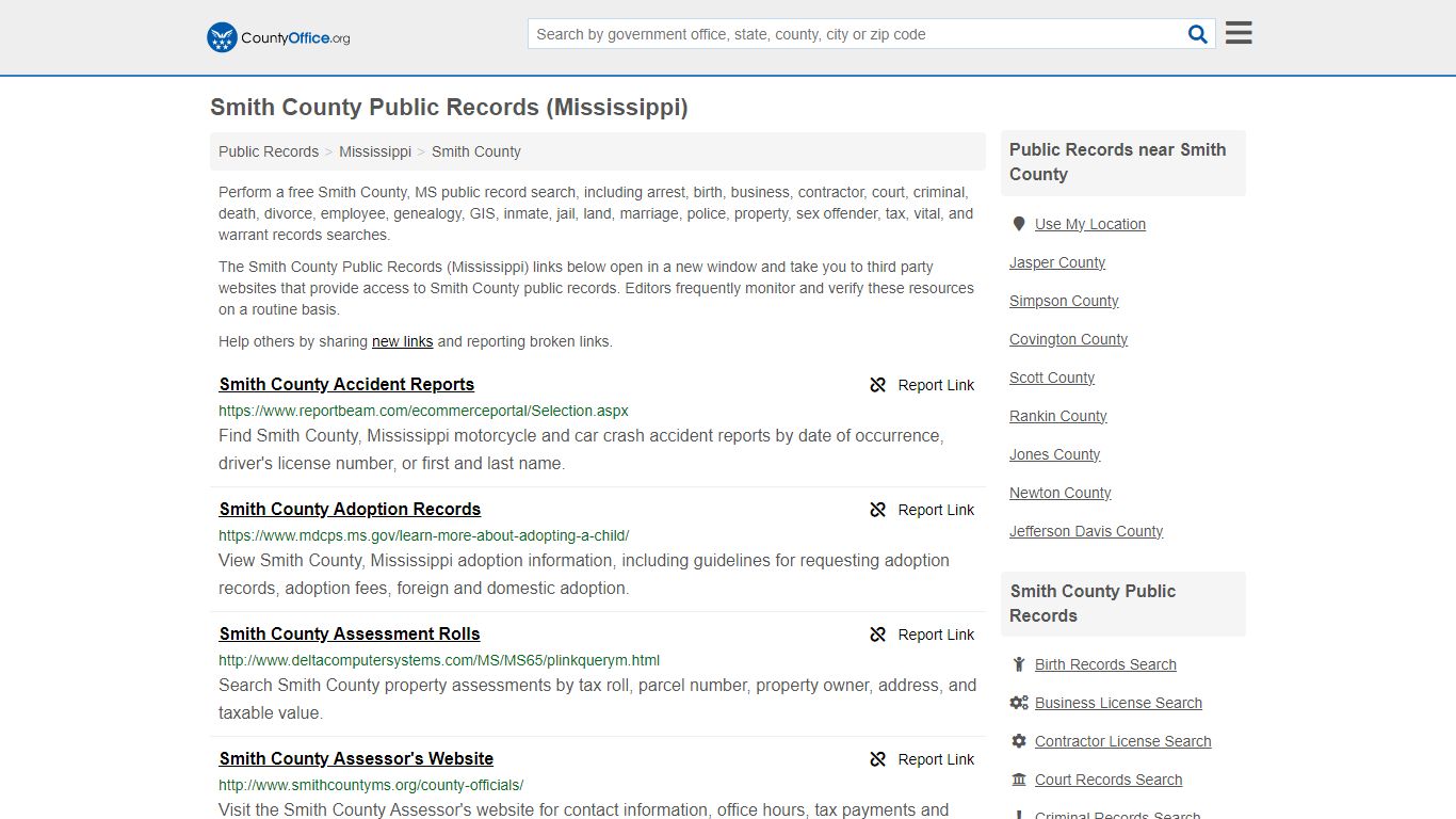 Smith County Public Records (Mississippi) - County Office